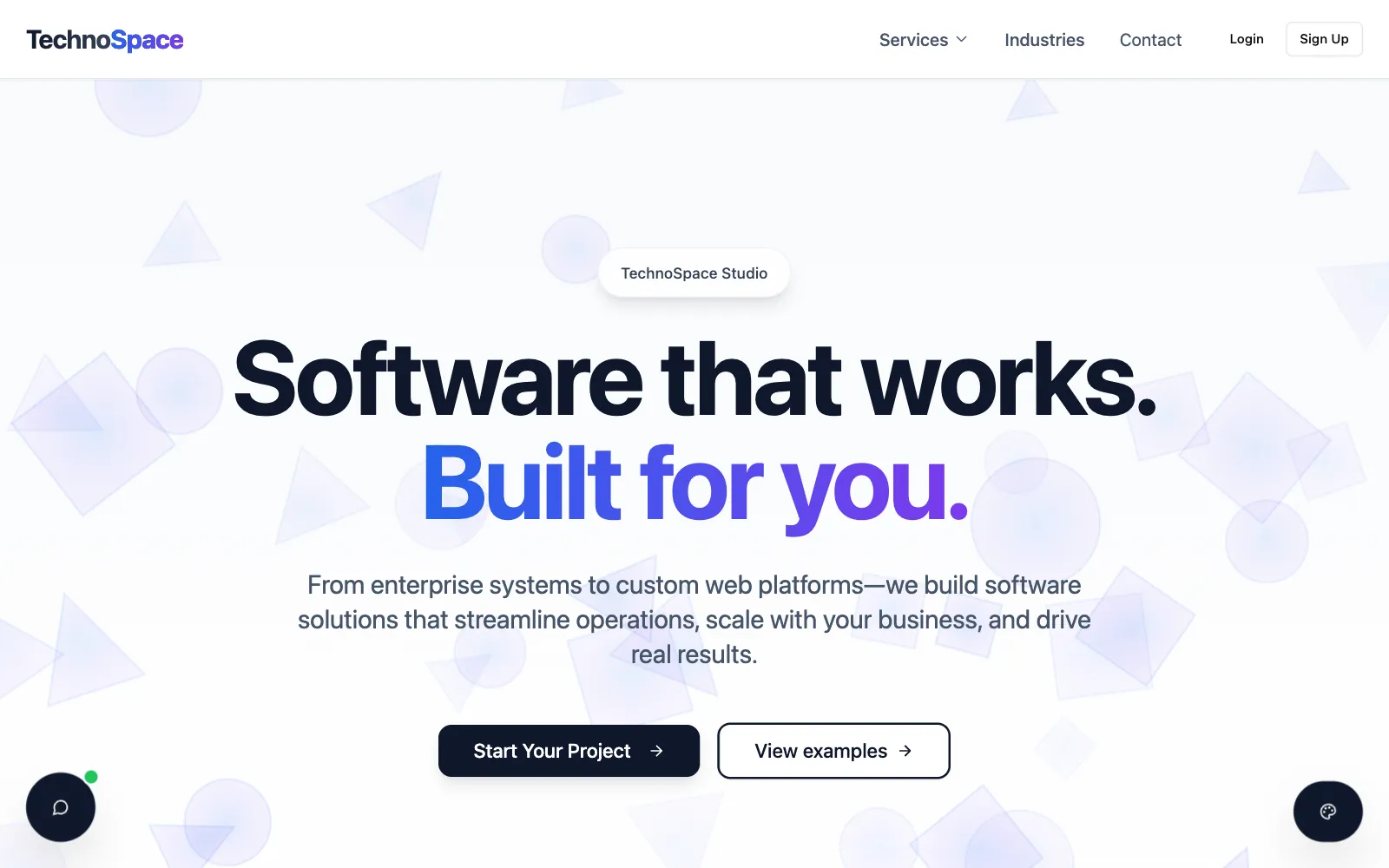 TechnoSpace Studio homepage: Software that works. Built for you.